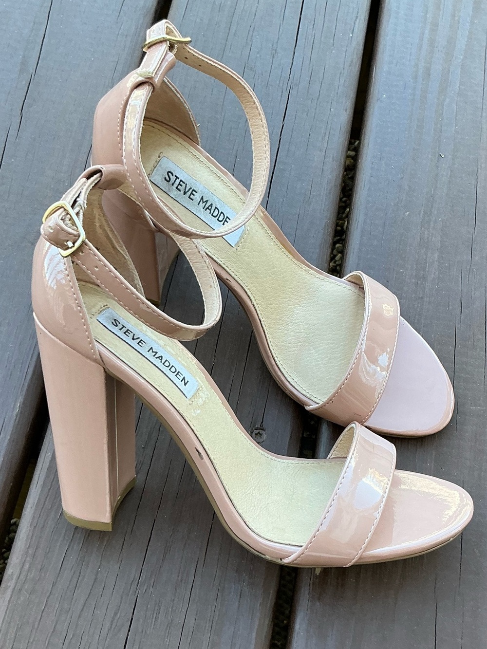 Steve Madden Blush Patent Block Heel Sandals🌷🌷